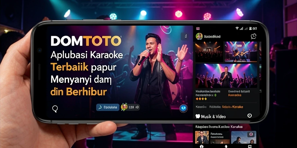 Tampilan antarmuka aplikasi DOMTOTO dengan opsi karaoke yang menarik.