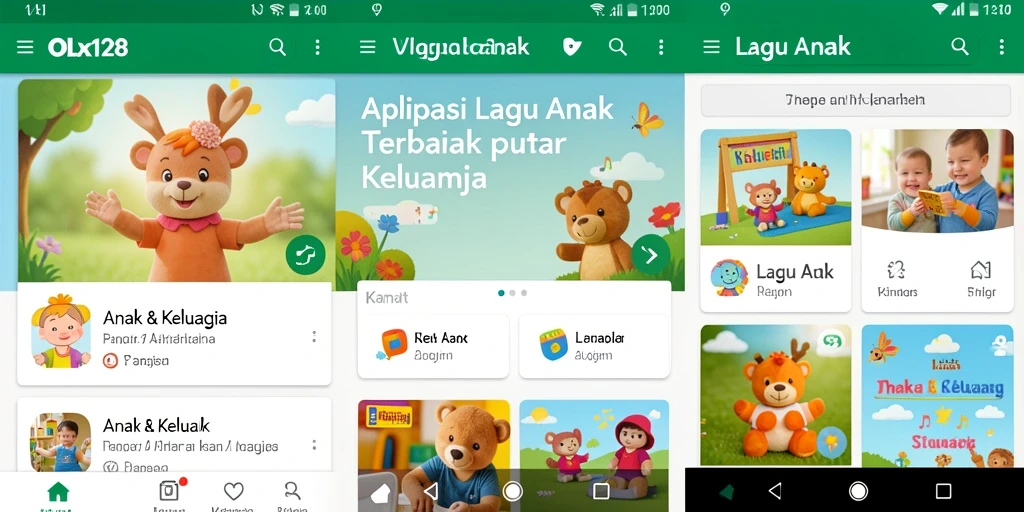 Tampilan antarmuka aplikasi OLX128 dengan fungsi lagu anak yang menarik.