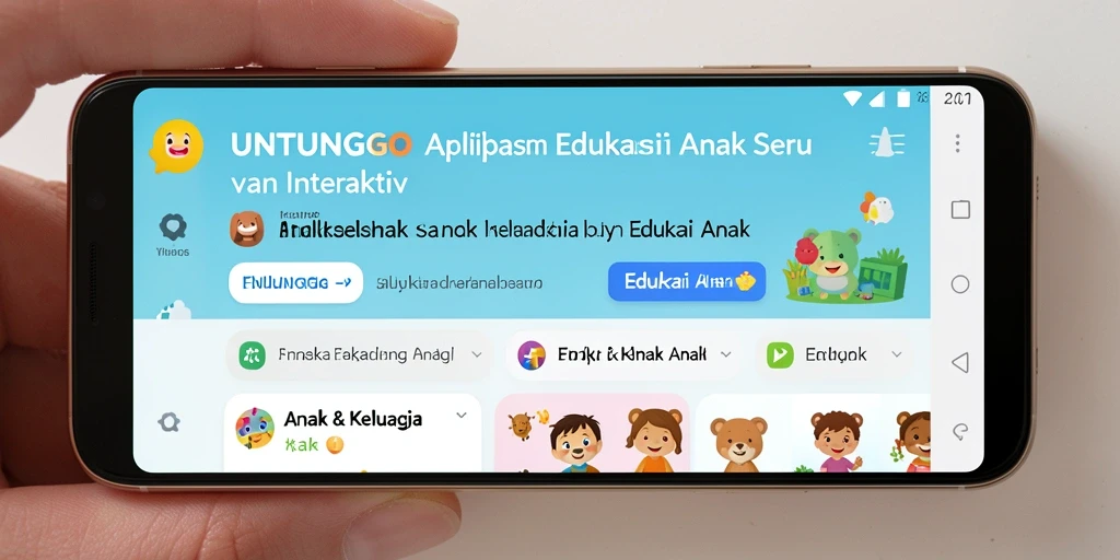 Tampilan antarmuka aplikasi UNTUNGGO yang interaktif dan ramah anak.